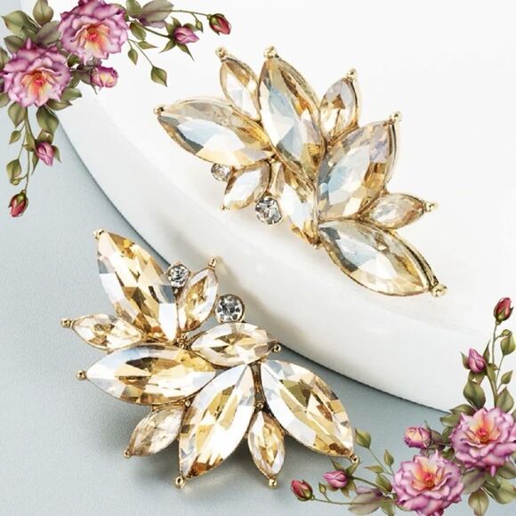 Retro Cluster Crystal Dangle Earrings Rhinestone Statement Stud Earrings - Picture 1 of 10